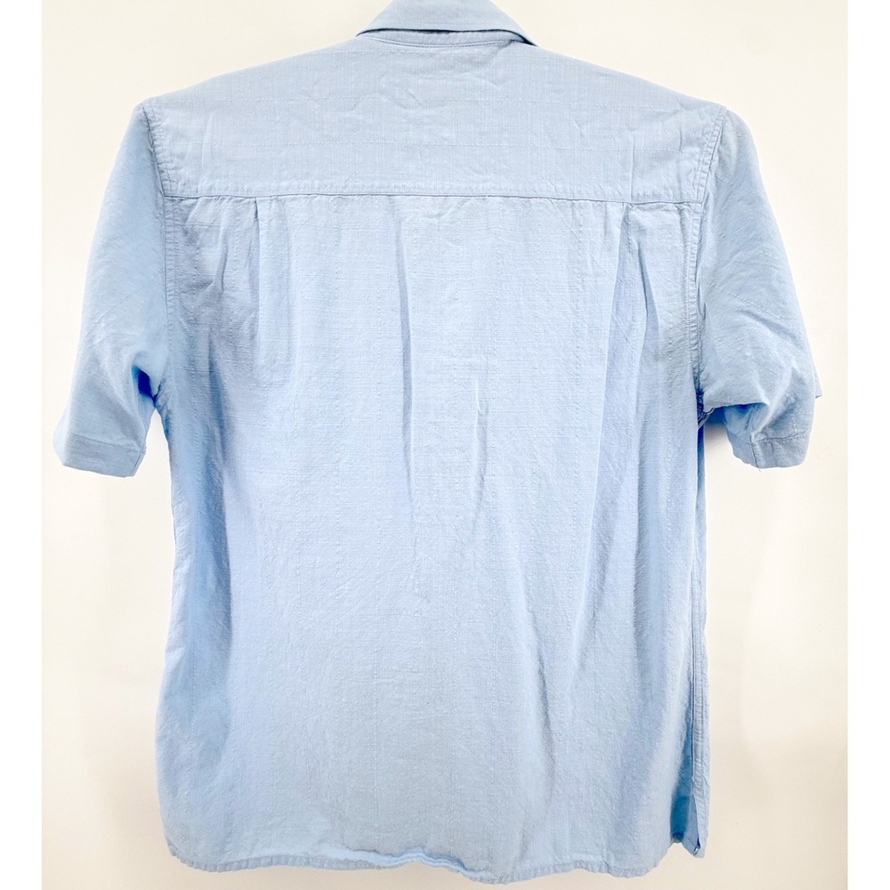 James Tattersall Bamboo Shirt Mens Large Blue Short Sleeve Grid Lightweight Cool - Picture 4 of 8